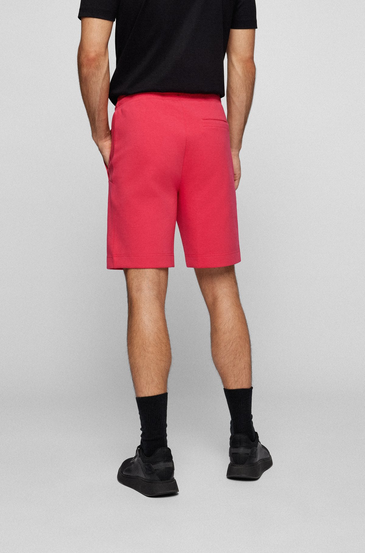 BOSS - Cotton-blend regular-fit shorts with multicolored logo