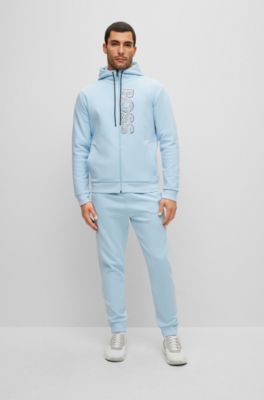 BOSS - Cotton-blend regular-fit hoodie with multicolored logo