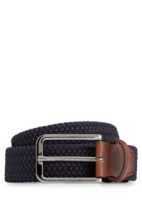 BOSS - Woven belt with leather facings