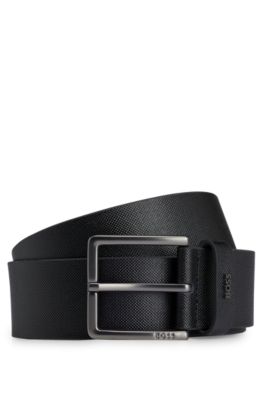 BOSS - Italian-leather belt with signature-stripe keeper