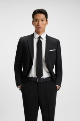 Leather belt with logo-lettering keeper, Black