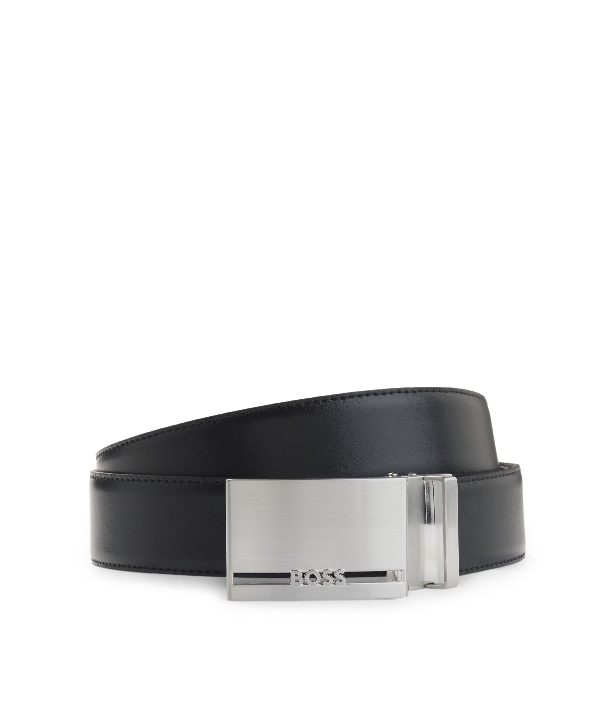 BOSS - Reversible belt in Italian leather with interchangeable