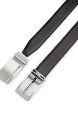 Reversible belt in Italian leather with interchangeable buckles