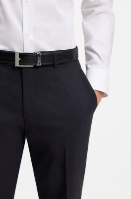 Reversible belt in Italian leather with interchangeable buckles, Black