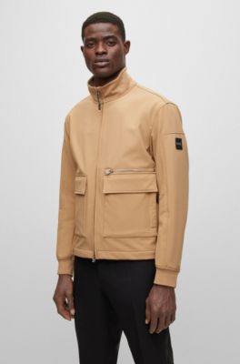 Hugo Boss Water-repellent Softshell Jacket With Logo Patch In