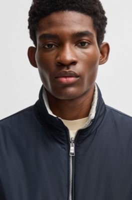 Water-repellent reversible jacket with logo badge, Dark Blue