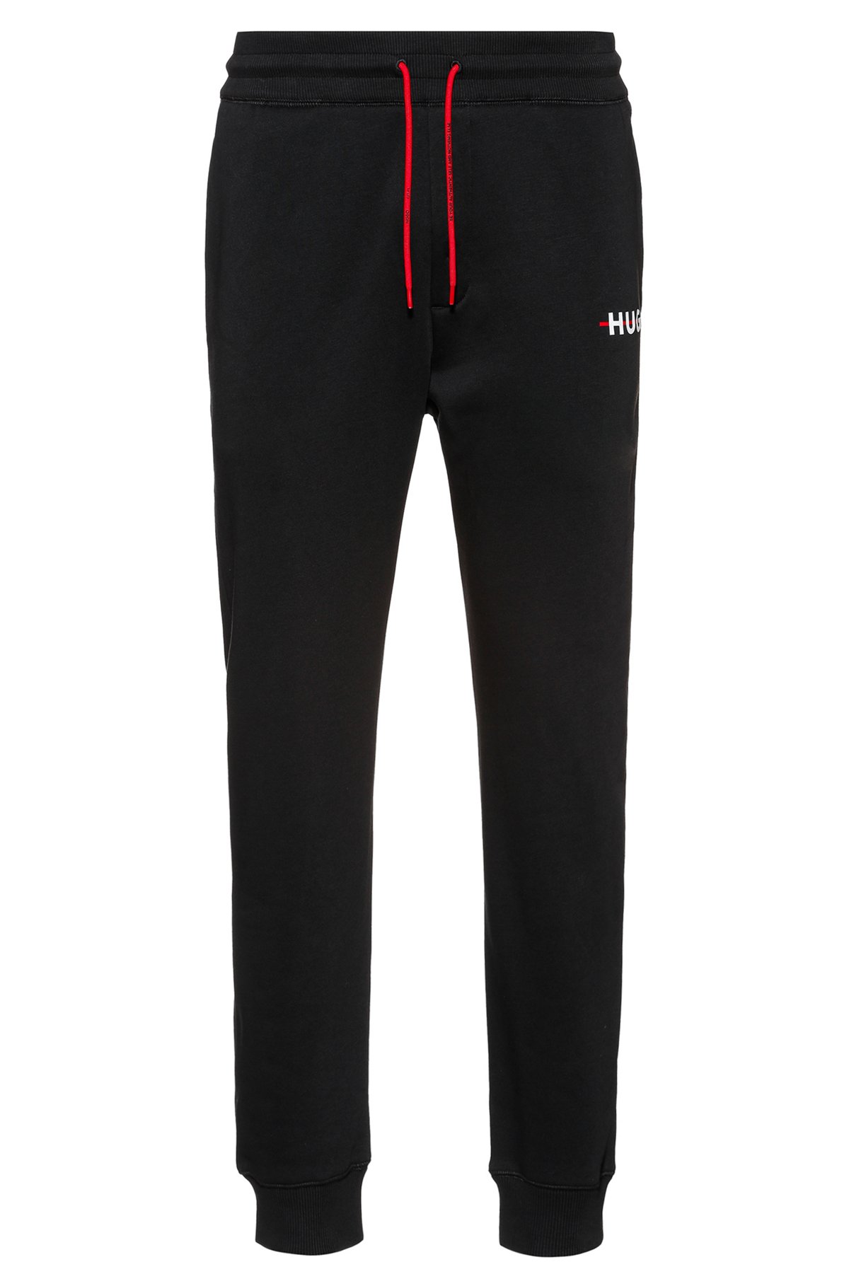 HUGO - Cotton-blend tracksuit bottoms with stripe and logo