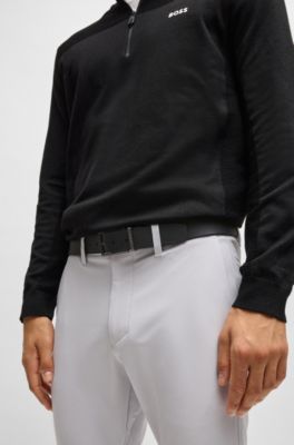 Italian-leather reversible belt with pin and plaque buckles, Black