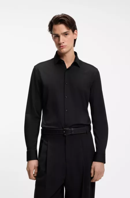 Slim-fit shirt in performance-stretch jersey