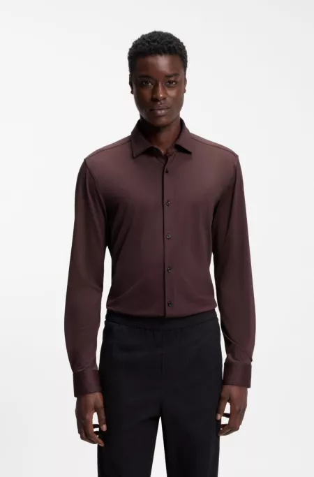 Slim-fit shirt in performance-stretch jersey