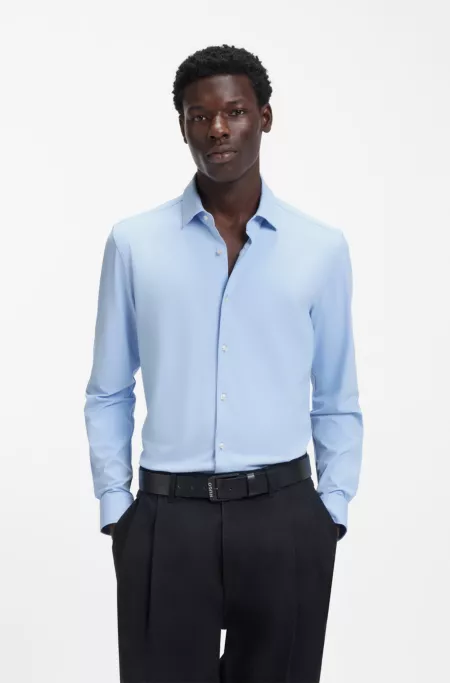 Slim-fit shirt in performance-stretch jersey
