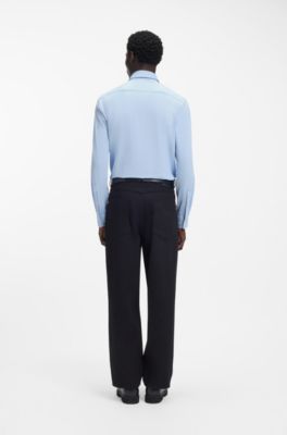 Camisa slim fit de punto el&aacute;stico t&eacute;cnico, Celeste
