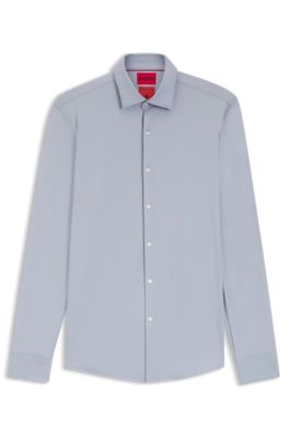 Camisa slim fit de punto el&aacute;stico t&eacute;cnico, Lila