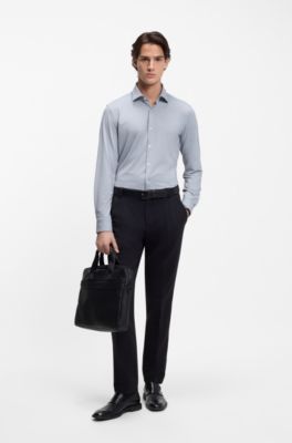 Camisa slim fit de punto el&aacute;stico t&eacute;cnico, Lila