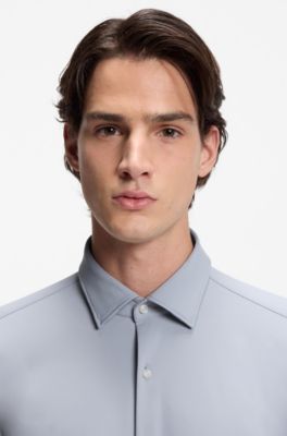 Camisa slim fit de punto el&aacute;stico t&eacute;cnico, Lila