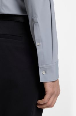 Camisa slim fit de punto el&aacute;stico t&eacute;cnico, Lila