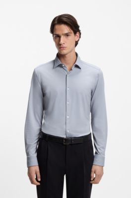 Camisa slim fit de punto el&aacute;stico t&eacute;cnico, Lila