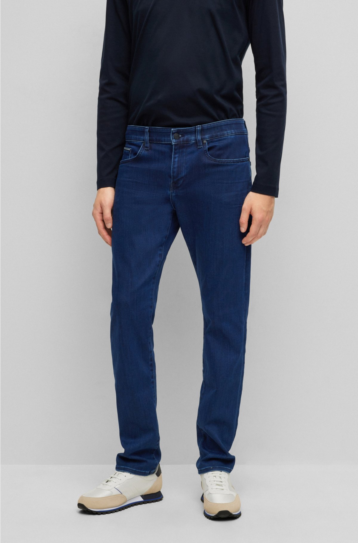 BOSS - Slim-fit denim jeans blue in satin-touch