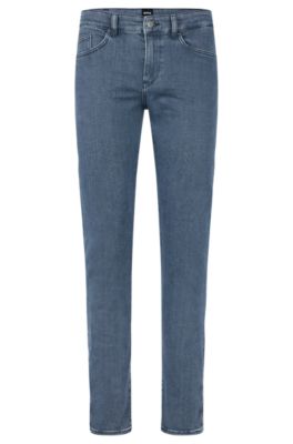 BOSS - Slim-fit cashmere-touch gray denim jeans in Italian