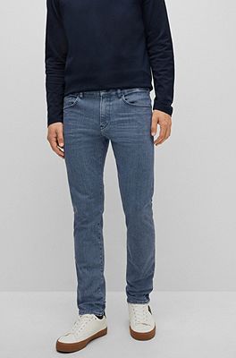 Slim-fit BOSS denim jeans - Italian in cashmere-touch gray