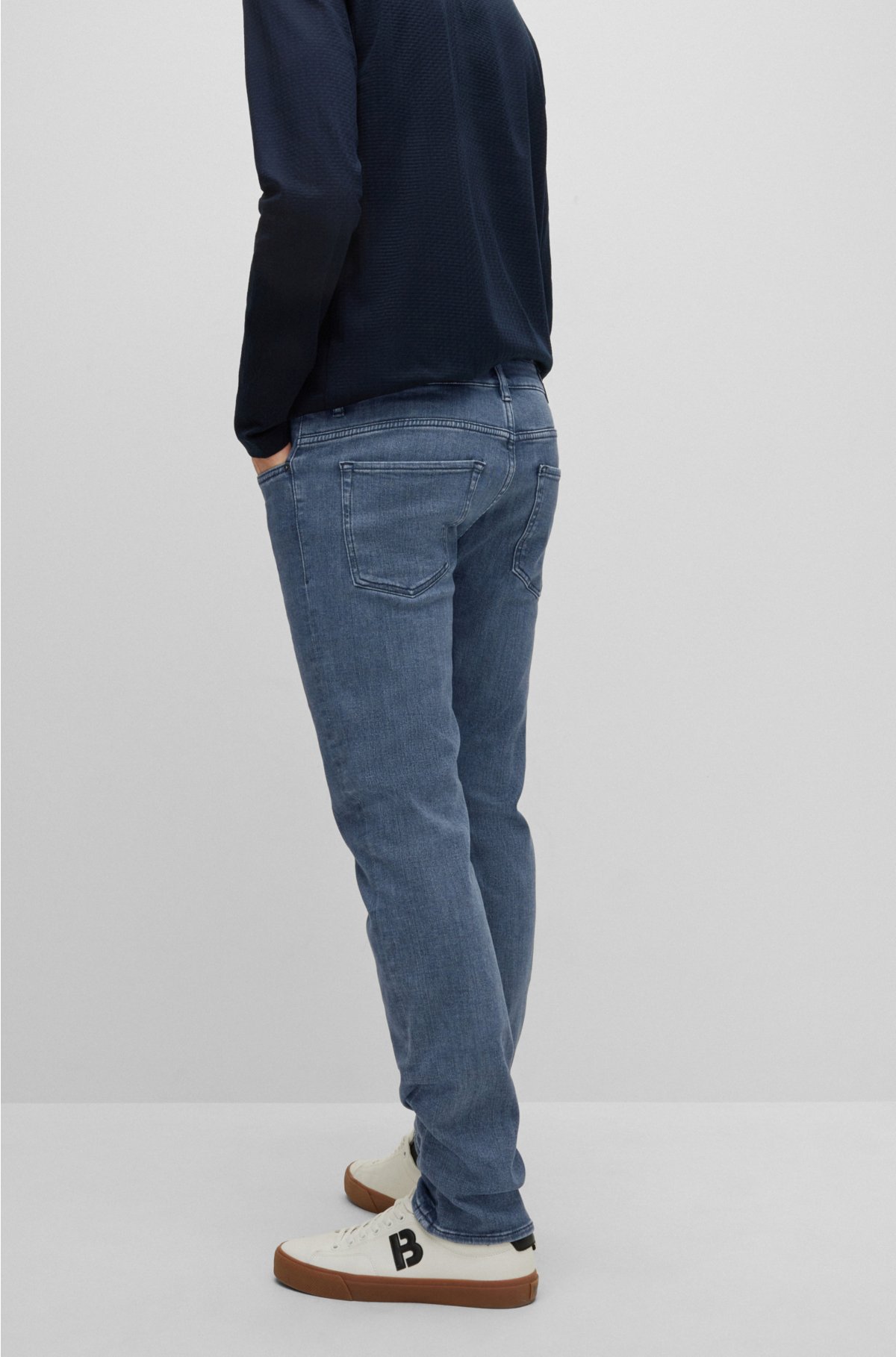 Slim-fit cashmere-touch denim in Italian - gray BOSS jeans