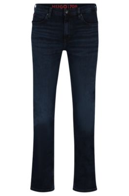 Hugo Slim-fit Jeans In Blue-black Stretch Denim In Dark Blue