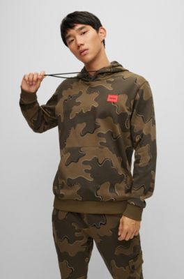 HUGO - Cotton-jersey tracksuit bottoms with camouflage pattern