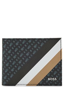 BOSS - Monogram-print wallet in Italian coated fabric and leather