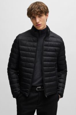 BOSS - Water-repellent padded jacket with tonal logo - Black