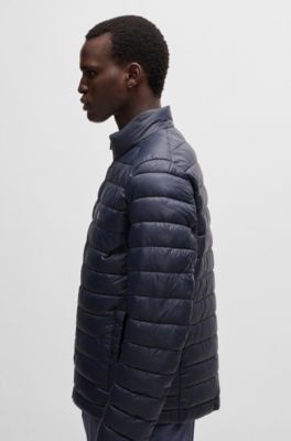 BOSS - Water-repellent padded jacket with tonal logo - Dark Blue