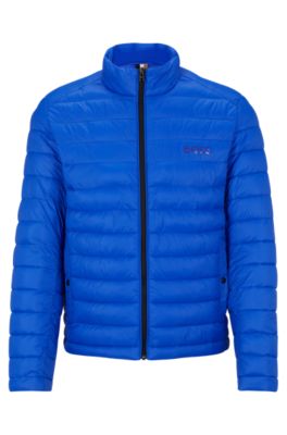 Hugo Boss Water-repellent Padded Jacket With Tonal Logo In Blue