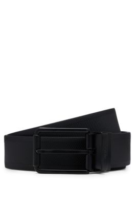 Hugo Boss Reversible Leather Belt With Black-varnished Roller Buckle