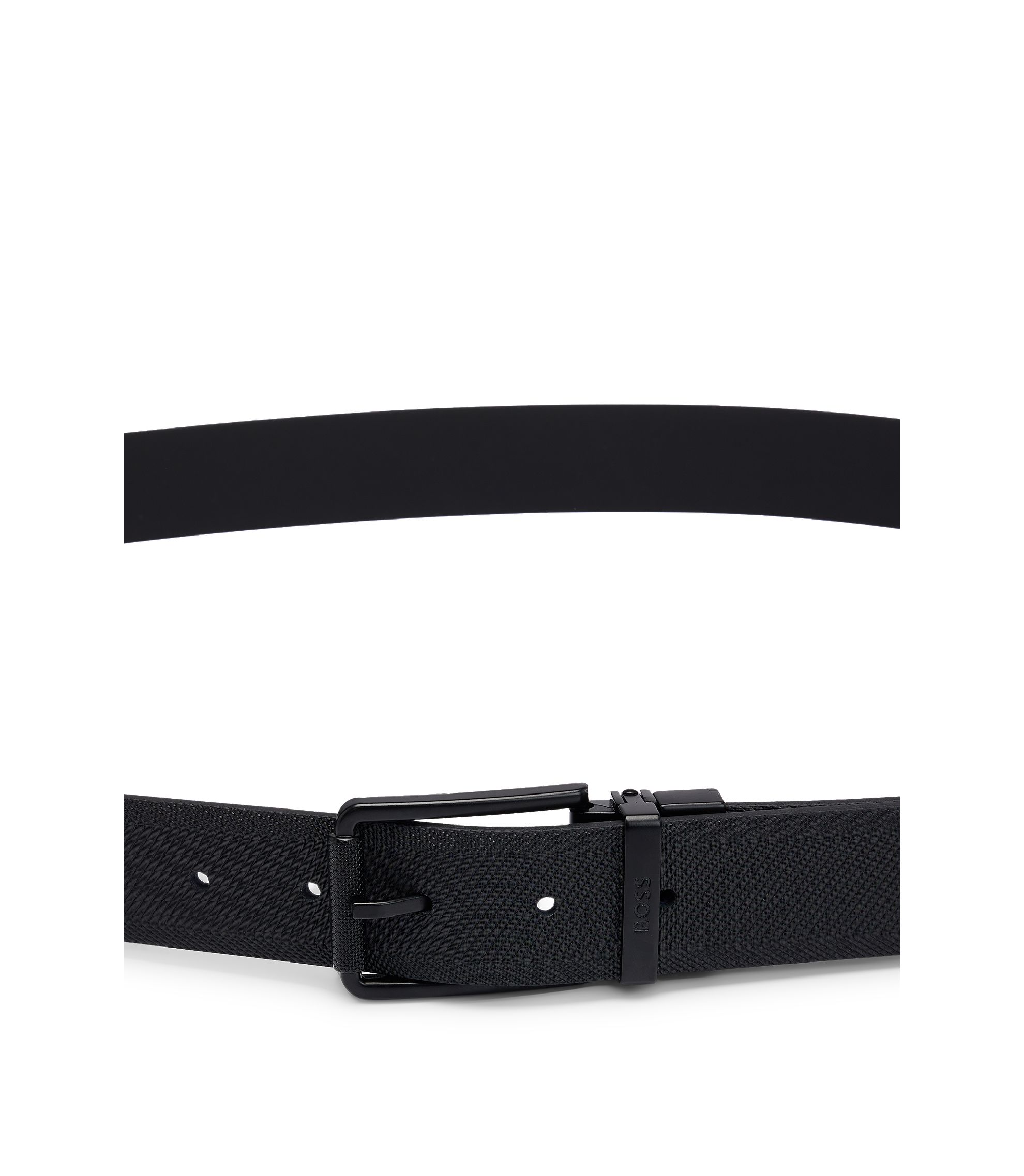 BOSS - Reversible leather belt with black-varnished roller BOSS - Reversible leather belt with black-varnished roller