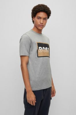 BOSS - Cotton slim-fit T-shirt with sequin logo