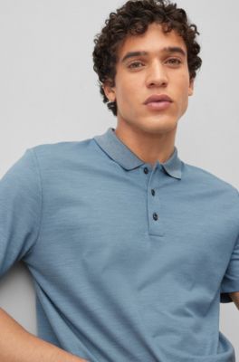 BOSS Cottonsilk polo shirt with bubble structure