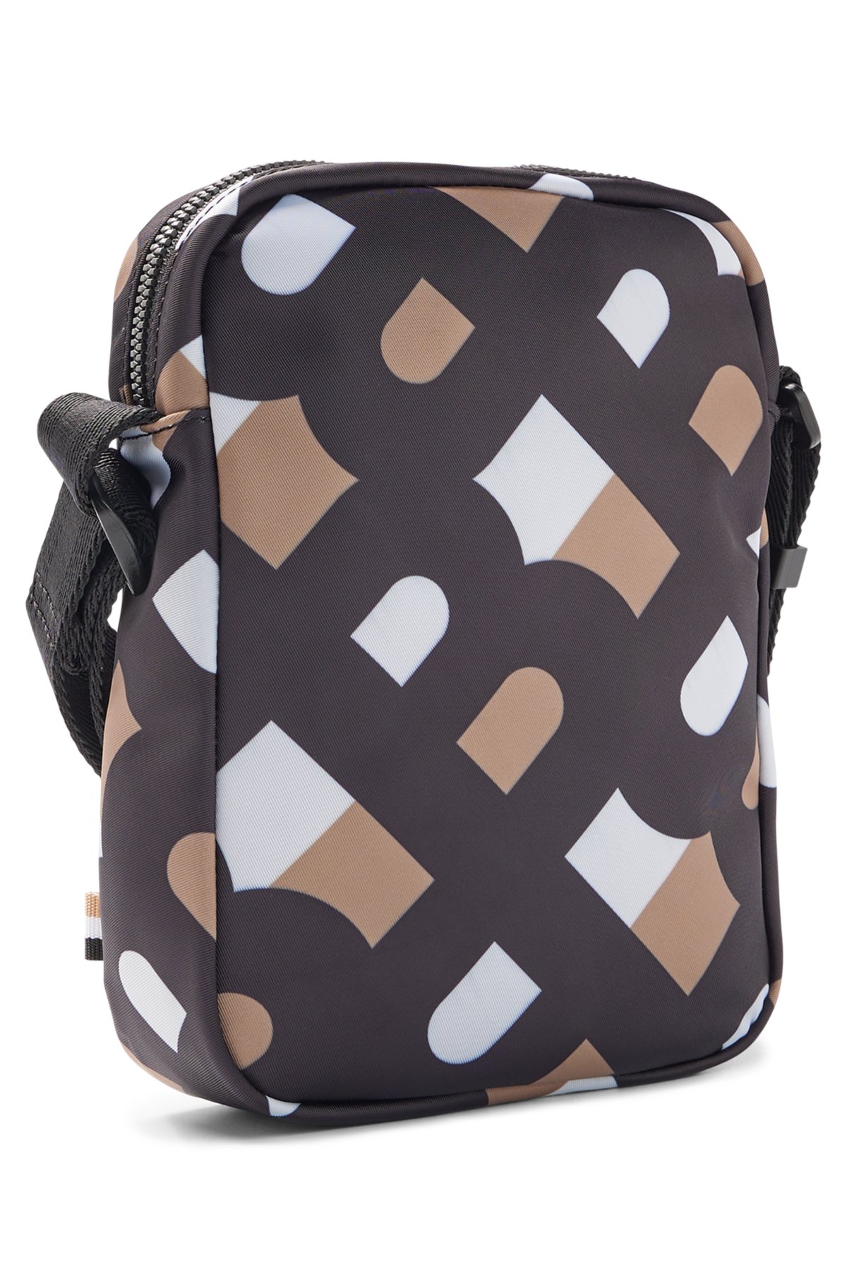 BOSS - Monogram-print backpack in recycled material with adjustable straps