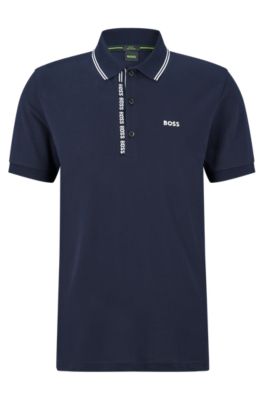 BOSS - Logo-trim slim-fit polo shirt in cotton piqué