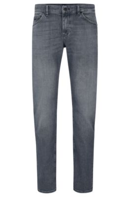 Shop Hugo Boss Regular-fit Jeans In Gray Italian Soft-touch Denim In Grey