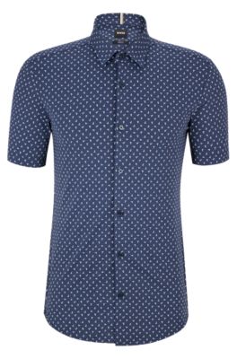 BOSS - Slim-fit shirt in printed performance-stretch jersey