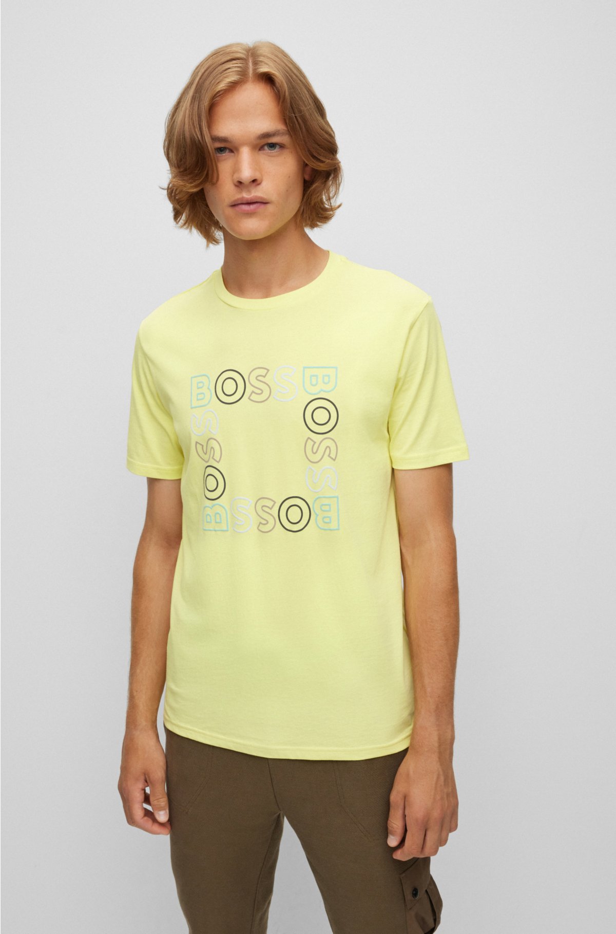 BOSS - Cotton-jersey T-shirt with logo print