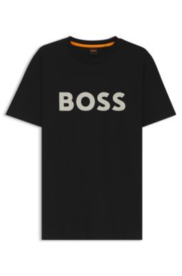 Cotton-jersey T-shirt with large logo print, Black