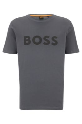 Hugo Boss Cotton-jersey T-shirt With Rubber-print Logo In Dark Grey