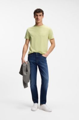 Cotton-jersey T-shirt with large logo print, Beige