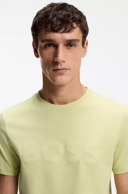 Cotton-jersey T-shirt with large logo print