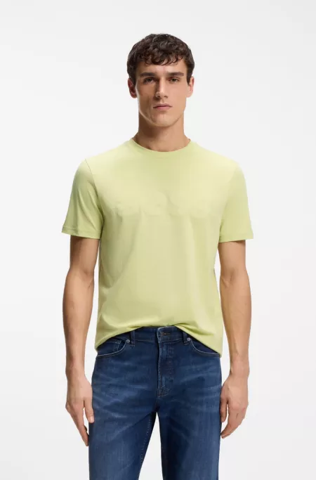 Cotton-jersey T-shirt with large logo print