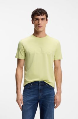 Cotton-jersey T-shirt with large logo print, Beige