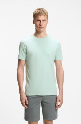 Cotton-jersey T-shirt with large logo print, Turquoise