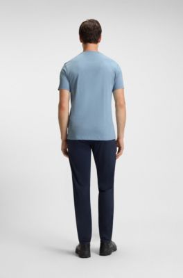 Cotton-jersey T-shirt with large logo print, Light Blue