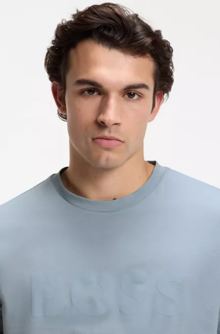 Cotton-jersey T-shirt with large logo print