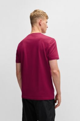 Cotton-jersey T-shirt with large logo print, Light Red